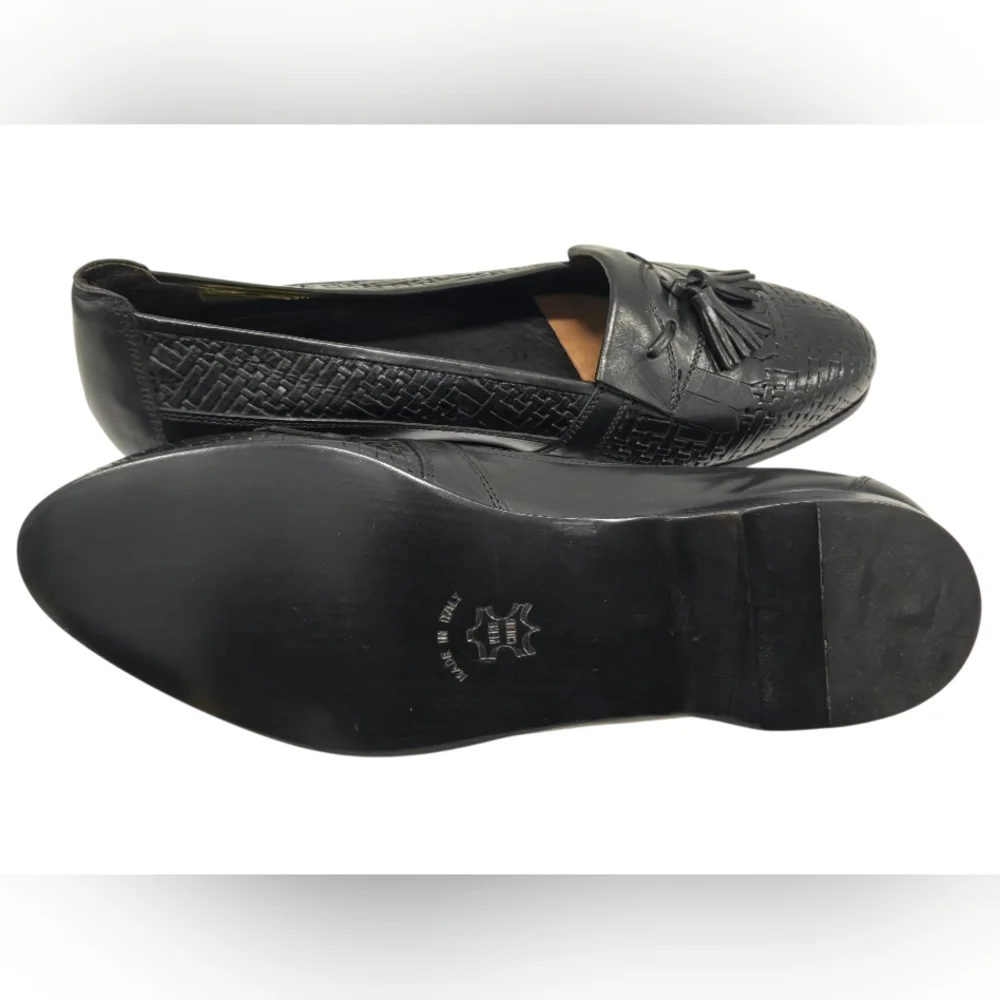 NEW Ennesi Italy Black Leather‎ Loafers  SZ 8.5
